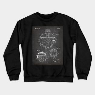 Football Helmet Patent - Football Art - Black Chalkboard Crewneck Sweatshirt